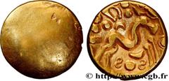 Celtic coins AMBIANI (Area of Amiens) Type : Statère d'or uniface, revers aux esses et au globule perlé  Date : c. 60-50 AC.  Mint name / Town : Amiens (80)  Metal : gold  Diameter : 11,5  mm Weight :