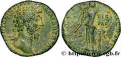 Roman coins MARCUS AURELIUS Type : Sesterce  Date : août - décembre  Date : 166  Mint name / Town : Rome  Metal : copper  Diameter : 28,5  mm Orientation dies : 1  h. Weight : 20,56  g. Rarity : R1  O