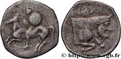 Greek Coins SICILY - GELA Type : Litra  Date : c. 430-425 AC.  Mint name / Town : Géla, Sicile  Metal : silver  Diameter : 13  mm Orientation dies : 9  h. Weight : 0,68  g. Rarity : R2  Obverse legend