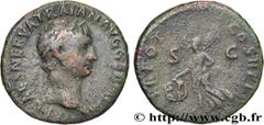 Roman coins TRAJANUS Type : As  Date : 100  Mint name / Town : Rome  Metal : copper  Diameter : 26,5  mm Orientation dies : 6  h. Weight : 10,84  g. Obverse legend : IMP CAES NERVA TRAIAN AVG GERM P M