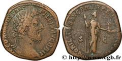 Roman coins COMMODUS Type : Sesterce  Date : 186  Mint name / Town : Rome  Metal : copper  Diameter : 30,5  mm Orientation dies : 12  h. Weight : 22,98  g. Rarity : R3  Officine : 5e  Obverse legend :