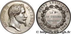 Medals SECOND EMPIRE Type : Médaille, Corps législatif, Baron Alexandre de Geiger  Date : 1863  Metal : silver plated copper  Diameter : 50,5  mm Engraver : BARRE Albert Désiré (1818-1878)  Weight : 5