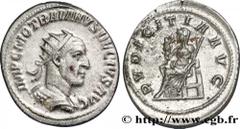 TRAJAN DECIUS Antoninien 250-251 Syrie, Antioche R2 billon (24mm, 4,57g, 12h) Obverse : IMP C M Q TRAIANVS DECIVS AVG Buste radié et cuirassé de Trajan Dèce à droite, vu de trois quarts en arrière (B4