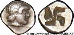 MASSALIA - MARSEILLE(525/520-480-474 avant J.-C.) Hémilitra du type du trésor d'Auriol à la tête masculine N° v15_0040    Date : c. 480-470 AC. Métal : argent Diamètre : 8mm Axe des coins : -h. Poids 