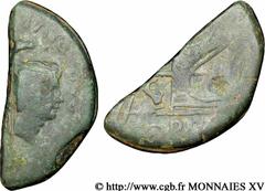 LUGDUNUM - LYON - OCTAVE ET JULES CESAR(Ier siècle avant J.-C. - Ier siècle après J.-C.) Dupondius “COPIA” coupé en deux verticalement ou as N° v15_0316    Date : c. 36 AC. Nom de l'atelier : Gaule, L