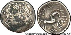 SUESSIONS (région de Soissons)(IIe - Ier siècles avant J.-C.) Denier au cheval NIDE/ALABRODIIOS, fourré N° v15_1109    Date : c. 60-50 AC. Métal : argent Diamètre : 15,5mm Axe des coins : 10h. Poids :