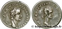CALIGULA and AGRIPPINA MOTHER Denier 38 Gaule, Lyon R3 silver (18,5mm, 2,52g, 6h) Obverse : C CAESAR AVG GERM P M TR. POT Tête laurée de Caligula à droite (O*) Reverse : AGRIPPINA. MAT . C. CAES. AVG 