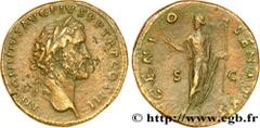 ANTONINUS PIUS Sesterce, (GB, Æ 33) Augustus 142 Rome R1 copper (33mm, 27,94g, 12h) Obverse : ANTONINVS AVG PIVS P P TR P COS III Tête lauré d’Antonin le Pieux à droite (O*) Reverse : GENI-O SENATVS/ 