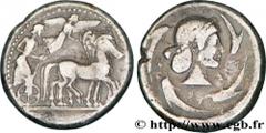 SICILY - SYRACUSE Tétradrachme Hieronymus, tyranus of Syracuse c. 480-475 AC. Syracuse, Sicile R1 silver (25mm, 17,00g, 4h) Obverse : Anépigraphe Bige au pas à droite, conduit par un aurige tenant les