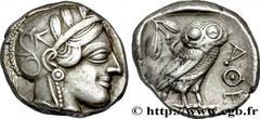 ATTICA - ATHENS Tétradrachme c. 430 AC. Athènes, Attique silver (23,5mm, 17,15g, 10h) Obverse : Anépigraphe Tête d'Athéna à droite, coiffée du casque attique à cimier, orné de trois feuilles d'olivier