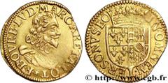 PRINCIPAUTY OF CHATEAU-REGNAULT - FRANÇOIS OF BOURBON AND LOUISE-MARGUERITE OF LORRAINE Florin d’or n.d. R3 gold (22mm, 3,21g, 6h) Obverse : * F. BOVRB. LVD. MARGARETA. LOT, (légende commençant à 6 he