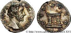 ANTONIN LE PIEUX (+7/03/161)Divus AntoninusConsécration de Marc Aurèle et de Lucius Vérus Denier N° v16_0536    Date : 161 Nom de l'atelier : Rome Métal : argent Diamètre : 17mm Axe des coins : 6h. Po