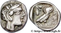 ATTICA - ATHENS Drachme c. 430 AC. Attique, Athènes R2 silver (16mm, 4,27g, 8h) Obverse : Anépigraphe Tête d'Athéna à droite, coiffée du casque attique à cimier, orné de trois feuilles d'olivier et d'