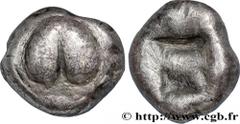 KYRENAICA - KYRENE Hemidrachme c. 540-520 Cyrène, Cyrénaïque R3 silver (10mm, 2,10g, 6h) Obverse : Anépigraphe Graine de silphium dans sa gousse ouverte Reverse : Anépigraphe Carré creux segmenté, sép