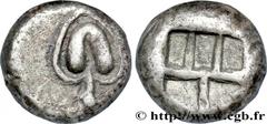 KYRENAICA - KYRENE Hemidrachme c. 520-500 Cyrène, Cyrénaïque R3 silver (10mm, 2,08g, 6h) Obverse : Anépigraphe Graine de silphium dans sa gousse ouverte Reverse : Anépigraphe Carré creux segmenté, org