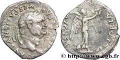 VESPASIANUS Quinaire 75 Rome R3 silver (15,00mm, 1,40g, 6h) Obverse : [IMP] CAESAR - VESPASIANVS AVG Tête laurée de Vespasien à droite (O*) Reverse : VICTORIA - AVGVST Victoria (la Victoire) drapée ma
