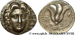 CARIE - خLES DE CARIE - RHODES(IIIe-IIe siècles avant J.-C.) Tétradrachme N° v18_0113    Date : c. 230-189 AC. Nom de l'atelier : Rhodes, monétaire Ameinas Métal : argent Diamètre : 25,5mm Axe des coi