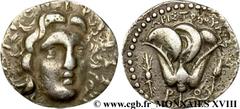 CARIE - خLES DE CARIE - RHODES(IIIe-IIe siècles avant J.-C.) Tétradrachme N° v18_0114    Date : c. 230-189 AC. Nom de l'atelier : Rhodes, monétaire Aristoboulos Métal : argent Diamètre : 24mm Axe des 