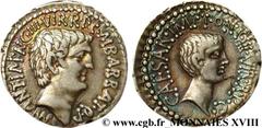 MARC ANTOINE et OCTAVE(41 avant J.-C.)Marcus Antonius, Caius Julius Cوsar Octavianus Denier N° v18_0266    Date : c. 41 AC. Nom de l'atelier : Asie, Ephèse Métal : argent Diamètre : 19,5mm Axe des coi