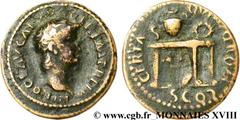 NERON(13/10/54-9/06/68)Nero Claudius Cوsar Drusus Germanicus Semis d’orichalque, (PB, ئ 19) N° v18_0300    Date : 64 Nom de l'atelier : Rome Métal : bronze Diamètre : 18,5mm Axe des coins : 6h. Poids 