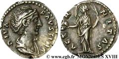 FAUSTINE MERE(+141)Annia Galeria FaustinaConsécration d'Antonin le Pieux Denier N° v18_0374    Date : c. 148-152 Nom de l'atelier : Rome Métal : argent Diamètre : 18,5mm Axe des coins : 6h. Poids : 3,