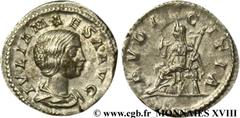 JULIA MAESA(+223 ou 226)Julia MوsaSœur de Julia Domna, mère de Julia Soémias et de Julia Mamée, grand-mère d'Elagabal et d'Alexandre Sévère - Augusta(218-223/226) Denier N° v18_0507    Date : 222 Nom 