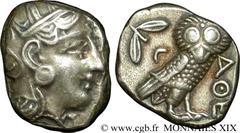 ATTIQUE - ATHENES(393-323 avant J.-C.) Tétradrachme N° v19_0080    Date : c. 350 AC. Nom de l'atelier : Attique, Athènes Métal : argent Diamètre : 23mm Axe des coins : 9h. Poids : 17,20g. Etat de cons