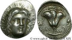 CARIE - خLES DE CARIE - RHODES(IIIe-IIe siècles avant J.-C.) Tétradrachme N° v19_0103    Date : c. 230-189 AC. Nom de l'atelier : Rhodes, monétaire Ameinas Métal : argent Diamètre : 27,5mm Axe des coi