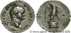 VESPASIEN(1/07/69-24/06/79)Titus Flavius Sabinus Vespasianus Denier N° v19_0194    Date : 76 Nom de l'atelier : Rome Métal : argent Diamètre : 19mm Axe des coins : 6h. Poids : 3,48g. Etat de conservat