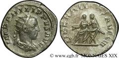PHILIPPE II(05/244-09/249)Marcus Julius PhilippusAuguste(04/247-09/249) Antoninien N° v19_0279    Date : 249 Nom de l'atelier : Rome Métal : billon Diamètre : 22mm Axe des coins : 6h. Poids : 3,57g. D