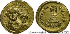 HERACLIUS et HERACLIUS CONSTANTIN(22/01/613-4/07/638) Solidus N° v19_0403    Date : 616-625 Nom de l'atelier : Constantinople Métal : or Diamètre : 20,5mm Axe des coins : 6h. Poids : 4,47g. Degré de r