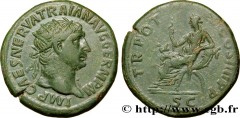 TRAJANUS Type : Dupondius  Date : 101  Mint name / Town : Rome  Metal : copper  Diameter : 28,5  mm Orientation dies : 6  h. Weight : 14,23  g. Rarity : R1  Officine : 1re  Obverse legend : IMP CAES N