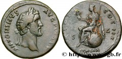 ANTONINUS PIUS Type : Sesterce  Date : 140  Mint name / Town : Rome  Metal : copper  Diameter : 32,5  mm Orientation dies : 12  h. Weight : 24,00  g. Rarity : R2  Officine : 1re  Obverse legend : ANTO