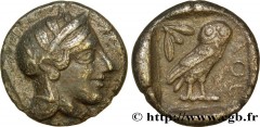 ATTICA - ATHENS Type : Drachme  Date : c. 454-404 AC.  Mint name / Town : Athènes, Attique  Metal : silver  Diameter : 15  mm Orientation dies : 12  h. Weight : 3,93  g. Rarity : R2  Obverse legend : 