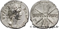 AUGUSTUS Type : Denier  Date : 19-18 AC.  Mint name / Town : Caesaraugusta  Metal : silver  Millesimal fineness : 950  ‰ Diameter : 19  mm Orientation dies : 12  h. Weight : 3,65  g. Rarity : INÉDIT  