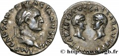 VESPASIAN, TITUS and DOMITIAN Type : Denier  Date : janvier - juin  Mint name / Town : Rome  Metal : silver  Millesimal fineness : 900  ‰ Diameter : 17,5  mm Orientation dies : 6  h. Weight : 3,35  g.