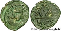 HERACLIUS 5/10/610-11/01/641) Héraclius seul (5/10/610-22/01/613) Demi-follis 611-612 ? N° bby_208641 Date : 611-612 ? Nom de l'atelier : Carthage Métal : cuivre Diamètre : 20,5mm Axe des coins : 3h. 