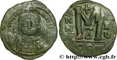 JUSTINIEN Ier (1/08/527-14/11/565) Follis 541-542 N° bby_208885 Date : 541-542 Nom de l'atelier : Constantinople Métal : cuivre Diamètre : 39mm Axe des coins : 7h. Poids : 22,6g. Degré de rareté : R1 