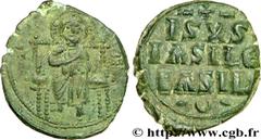 CONSTANTIN IX MONOMACHUS (12/06/1042-11/01/1055) Follis c. 1050 N° bby_208972 Date : c. 1050 Nom de l'atelier : Constantinople Métal : cuivre Diamètre : 29mm Axe des coins : 5h. Poids : 10,69g.   Etat