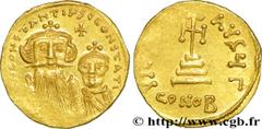 CONSTANS II et CONSTANTIN IV (13/04/654-15/07/668) Solidus 654-659 N° bby_208994 Date : 654-659 Nom de l'atelier : Constantinople Métal : or Diamètre : 20mm Axe des coins : 6h. Poids : 4,47g. Degré de