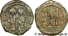 JUSTIN II et SOPHIE (15/11/565-5/10/578) Follis 572-573 N° bby_209004 Date : 572-573 Nom de l'atelier : Constantinople Métal : cuivre Diamètre : 32mm Axe des coins : 7h. Poids : 15,29g. Degré de raret