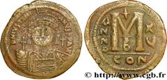 JUSTINIEN Ier (1/08/527-14/11/565) Follis 541-542 N° bby_209648 Date : 541-542 Nom de l'atelier : Constantinople Métal : cuivre Diamètre : 39mm Axe des coins : 6h. Poids : 21,67g. Degré de rareté : R1