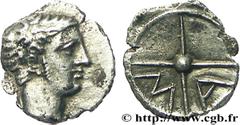 MASSALIA - MARSEILLE (474-410 avant J.-C.) Obole MA, tête à droite c. 350-220 AC. N° bga_160714 Date : c. 350-220 AC. Métal : argent Diamètre : 10,9mm Axe des coins : 1h. Poids : 0,67g. Degré de raret