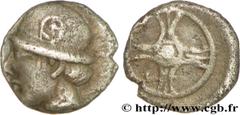 MASSALIA - MARSEILLE (Ve - Ier siècles avant J.-C.) Litra à la tête casquée à gauche, revers à moyeu c. 450-410 AC. N° bga_189005 Date : c. 450-410 AC. Métal : argent Diamètre : 9,5mm Poids : 0,95g. D