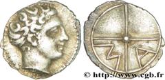 MASSALIA - MARSEILLE (Ve - Ier siècles avant J.-C.) Obole MA, tête à droite c. 350-220 AC. N° bga_197837 Date : c. 350-220 AC. Métal : argent Diamètre : 10,5mm Axe des coins : 12h. Poids : 0,69g. Degr
