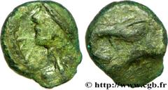 MASSALIA - MARSEILLE (IIIe - Ier siècles avant J.-C.) Bronze au dauphin, tête à gauche après 49 AC. N° bga_209492 Date : après 49 AC. Métal : bronze Diamètre : 11mm Axe des coins : 8h. Poids : 2,16g. 