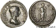 PLAUTILLE (+211) Publia Fulvia Plautilla Augusta (202-205) Denier 203 N° brm_080001 Date : 203 Nom de l'atelier : Rome Métal : argent Diamètre : 19,5mm Axe des coins : 6h. Poids : 3,39g. Degré de rare