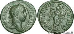ALEXANDRE SEVERE (10/05/221-22/03/235) Marcus Aurelius Severus Alexander Auguste (13/03/222-22/02/235) As 230 N° brm_081711 Date : 230 Nom de l'atelier : Rome Métal : bronze Diamètre : 27mm Axe des co