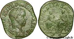PHILIPPE II (05/244-09/249) Marcus Julius Philippus Auguste (04/247-09/249) Sesterce 249 N° brm_097253 Date : 249 Nom de l'atelier : Rome Métal : cuivre Diamètre : 29mm Axe des coins : 12h. Poids : 17