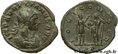 AURELIEN (07/270-09/275) Lucius Domitius Aurelianus Antoninien fin 271 - automne 272 N° brm_106932 Date : fin 271 - automne 272 Nom de l'atelier : Siscia Métal : billon Diamètre : 23,00mm Axe des coin